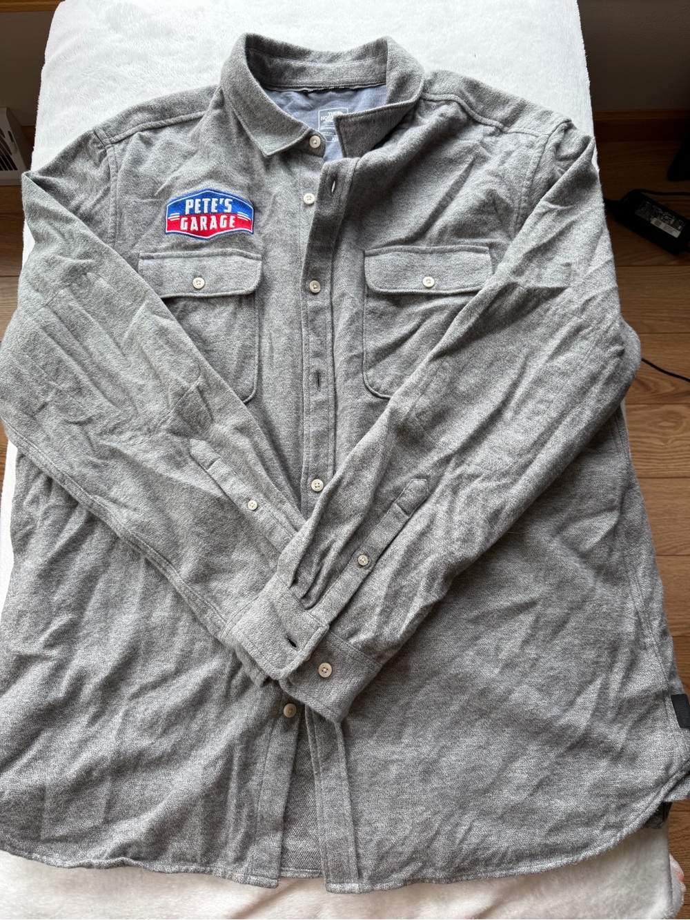 The North Face Gray Long Sleeve Shirt with Pete's Garage Patch